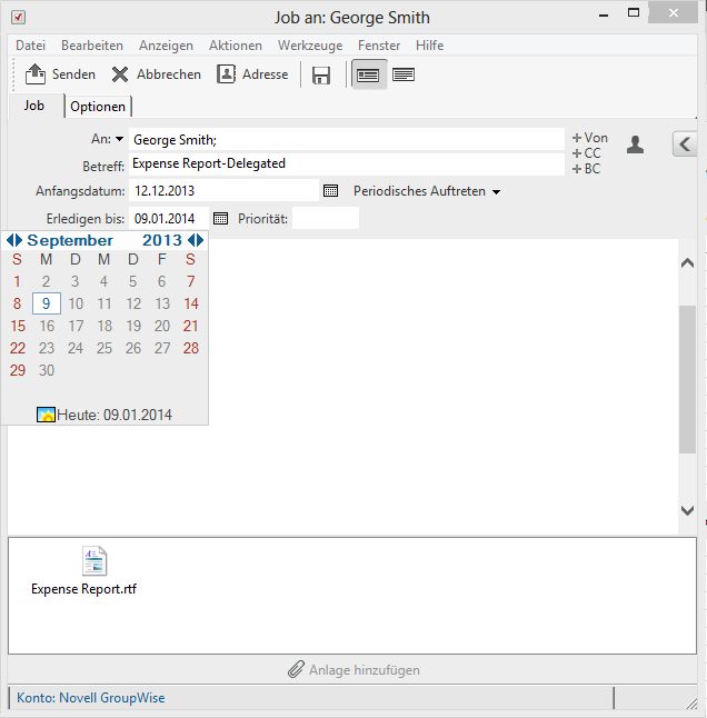 Jobliste mit Kalender "Erledigen·bis"
