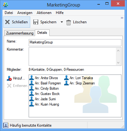 Dialogfeld "Gruppe", Register "Allgemein"