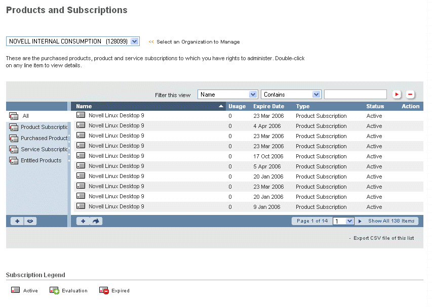 Novell Doc Novell Customer Center Verwaltung von Produkten und Abonnements