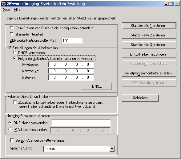 Imaging-Startdisketten-Erstellung