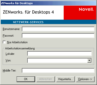 Anmeldedialogfeld f�r den ZfD-Verwaltungsagenten