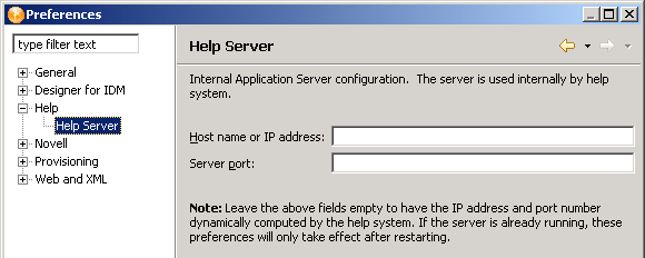 The Help Server setting