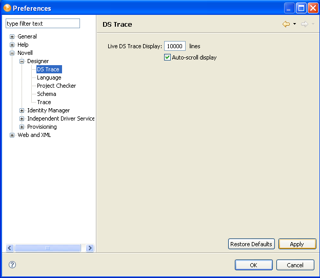 The DS Trace View option
