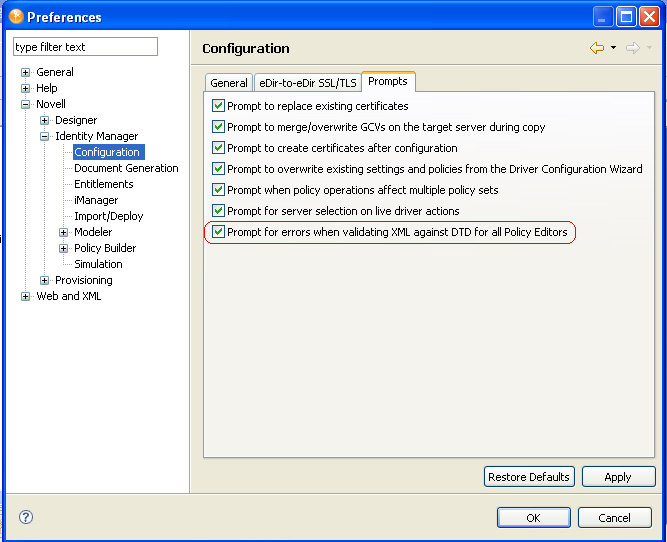 Policy XML Validation Preference