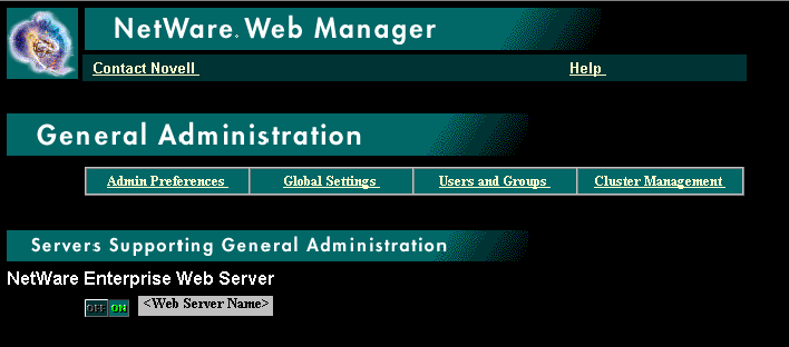Server Administration Screen