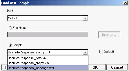 Load XML Sample dialog window.