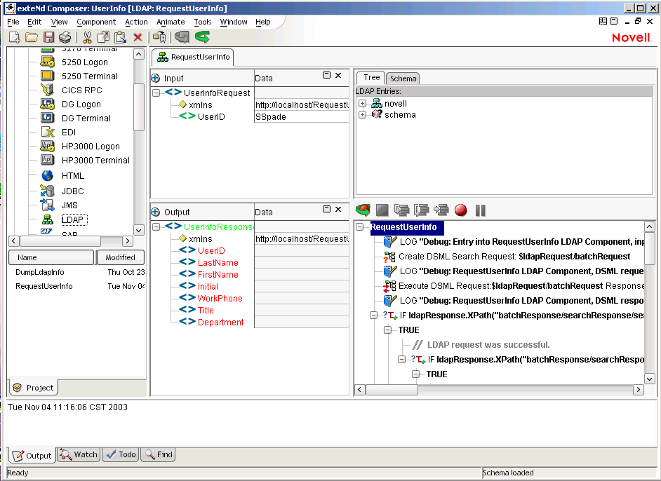 LDAP Component open in Composer Editor panel.