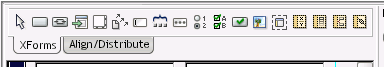 The XForms editor toolbar for selecting the various XForms controls.