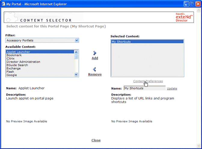 ContentPreferencesSelectShortcut