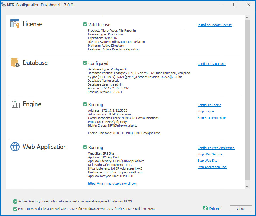 Stopping and Restarting Services Micro Focus File Reporter 3.0