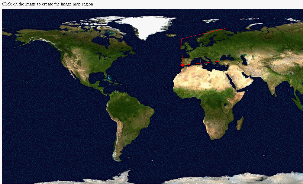 Image map with region defined