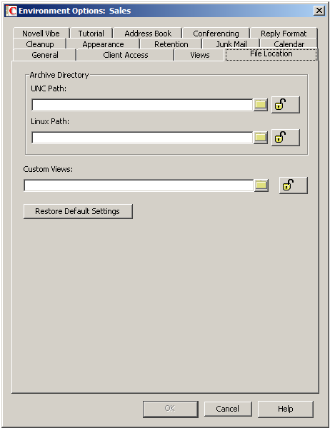 Environment Options Dialog Box with the File Locations Tab Open