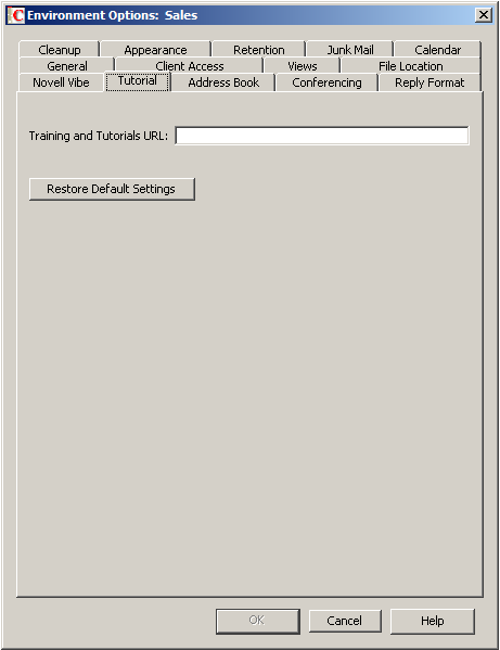 Environment Options Dialog Box with the Tutorial Tab Open