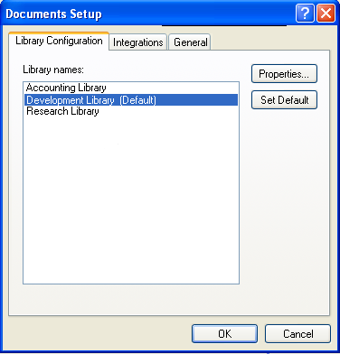 Documents Setup dialog box