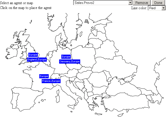 Image map with GroupWise sites labeled