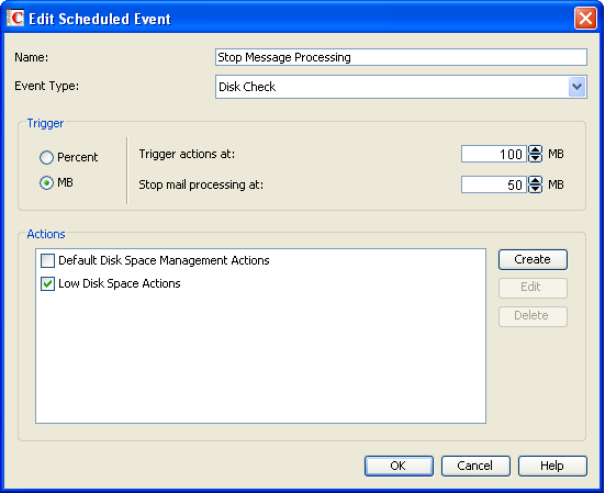 Create Scheduled Event dialog box