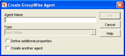 GroupWise agent dialog box