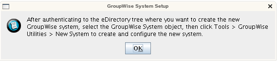 GroupWise System Setup dialog box