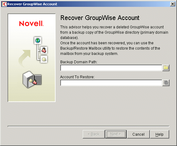 Recover GroupWise Account dialog box