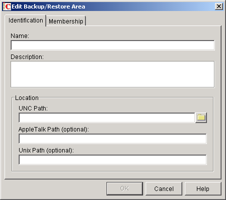 Edit Backup/Restore Area dialog box