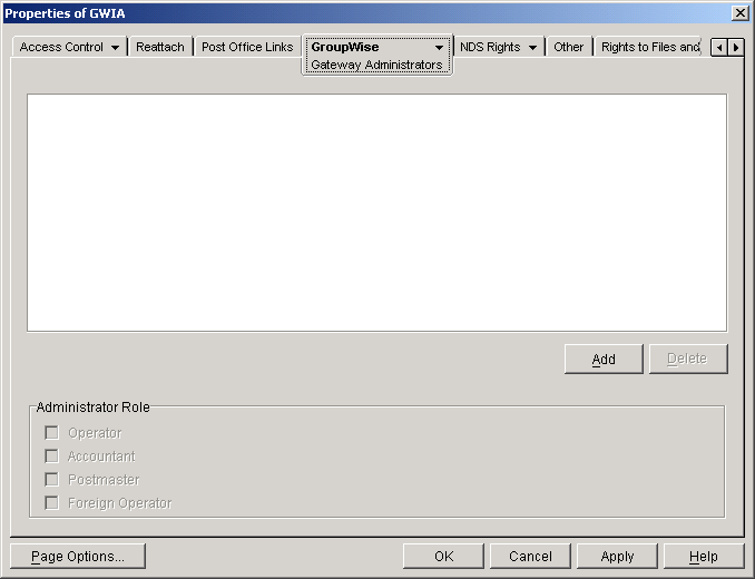 Gateway Administrators property page