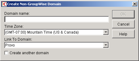 Create Non-GroupWise Domain dialog box
