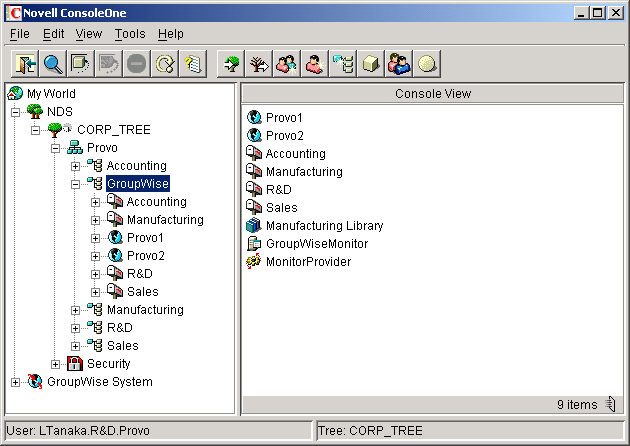 Console View with Monitor Application object displayed