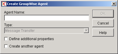 Create GroupWise Agent dialog box
