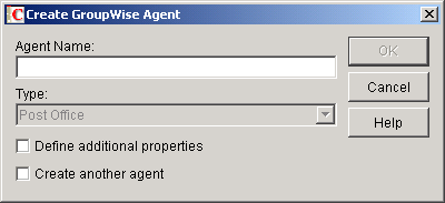 GroupWise agent dialog box