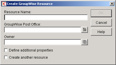 GroupWise Resource dialog box