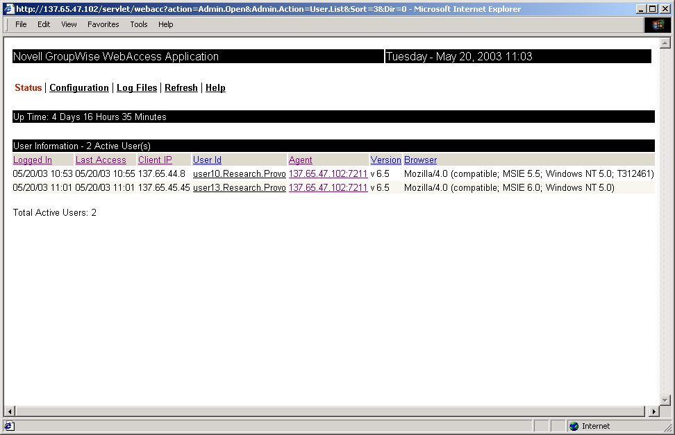 Web console for the WebAccess Application