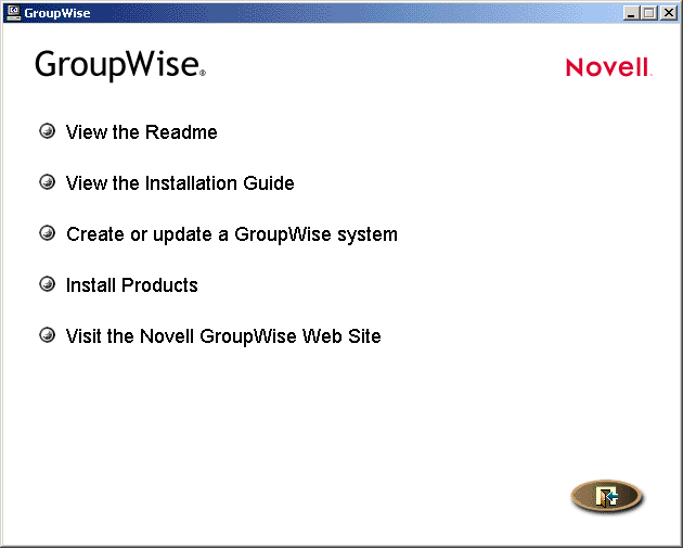 GroupWise Installation main page