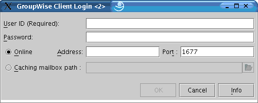 GroupWise Cross-Platform login dialog box