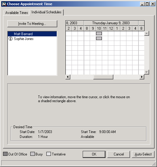 Choose Appointment Time dialog box