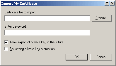 Import My Certificate dialog box