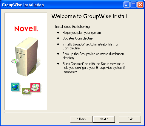 GroupWise Install dialog box