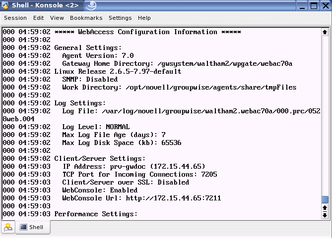 WebAccess terminal window
