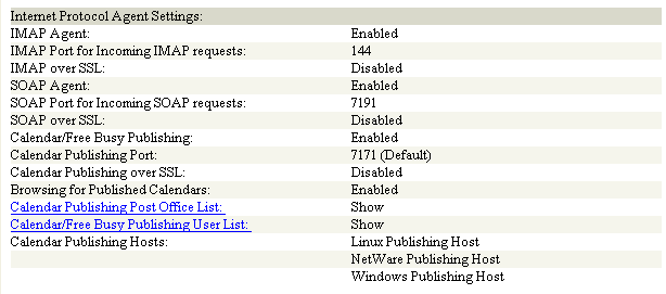 Internet Protocol Agent Settings section of the POA Web console Configuration page