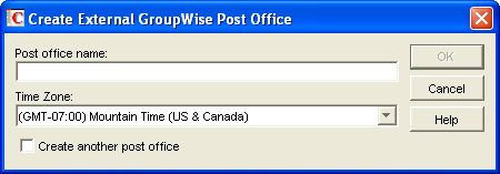 Create External Post Office dialog box