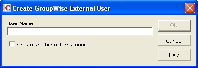 Create External User dialog box
