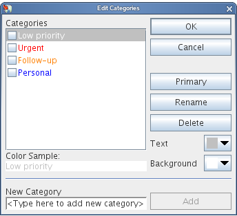 Edit Categories dialog box