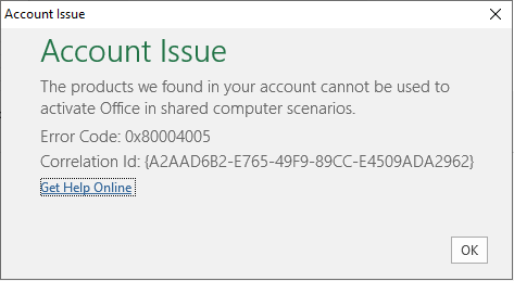 Office products error