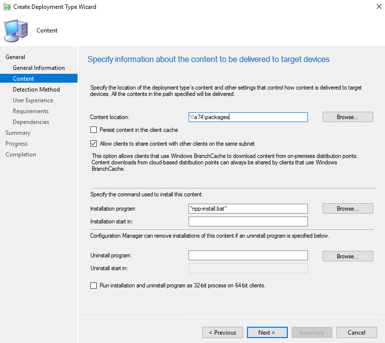 SCCM custom app deployment type script