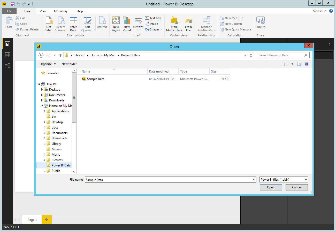Mac PowerBI home on my mac