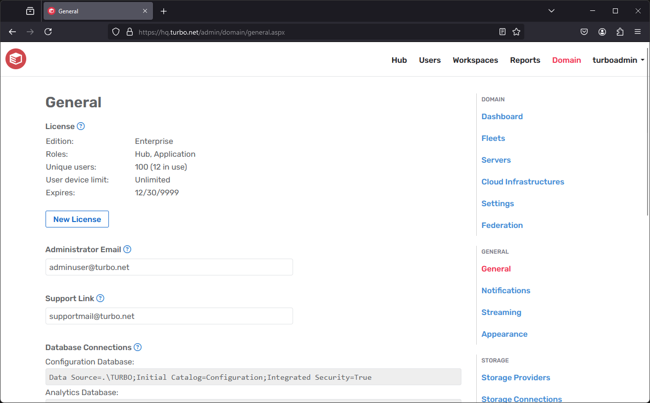 Turbo Server Admin General