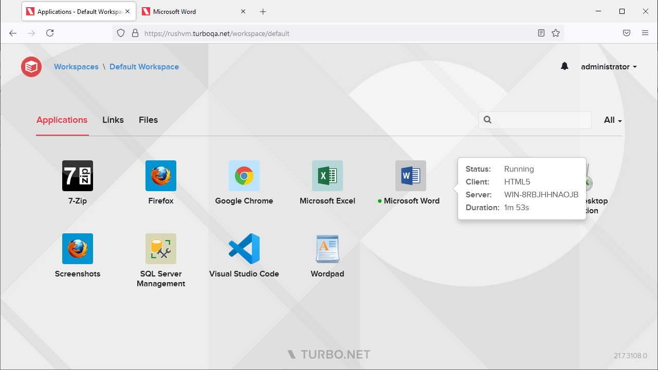 Dashboard Session Running