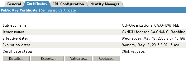 The Certificate Tab