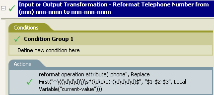 Input or Output Transformation - Reformat Telephone Number