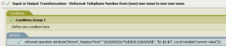 Input or Output Transformation - Reformat Telephone Number