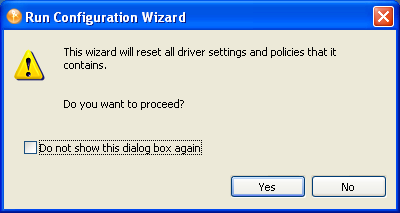 Run Configuration Wizard message